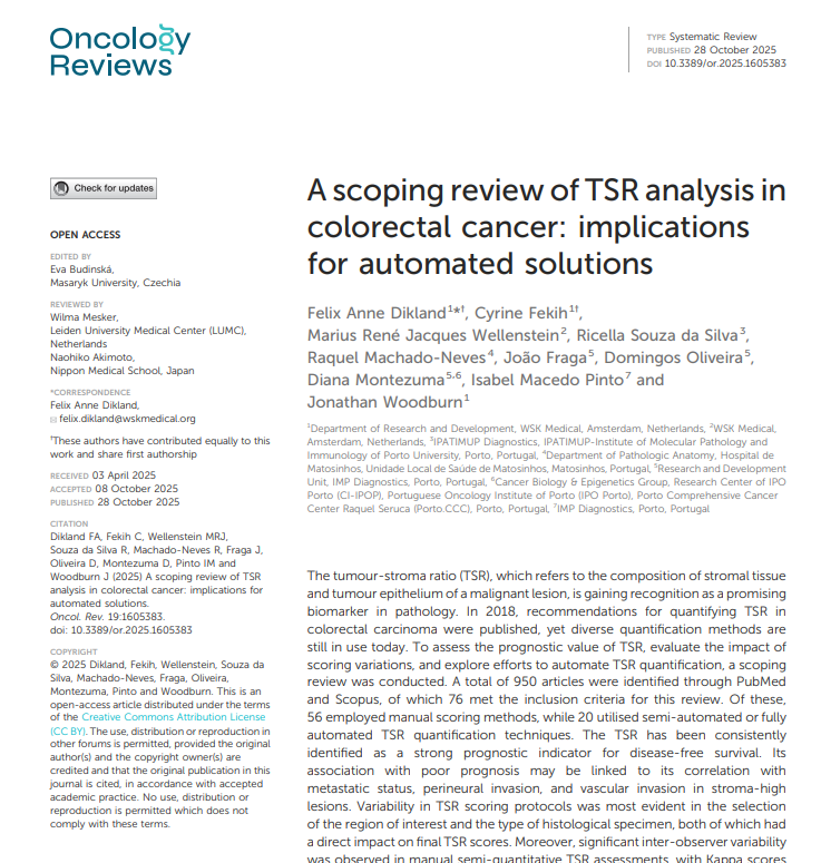 A scoping review of TSR analysis in colorectal cancer: implications for automated solutions